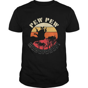 Pew Pew Madafakas Gun Black Cat Retro Shirt
